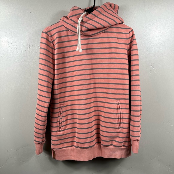 Ampersand Ave Orange and Grey Striped Hoodie Size Large - Picture 2 of 5